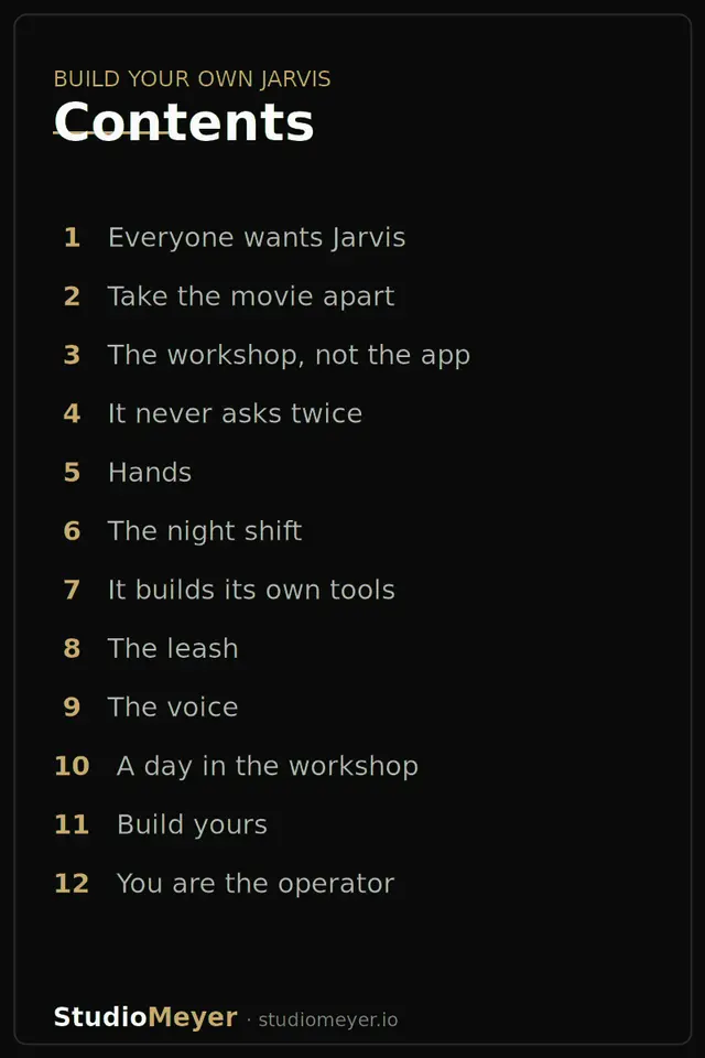 Build Your Own Jarvis: The memory-first AI system that remembers you, works while you sleep, and builds its own tools · Inhalt