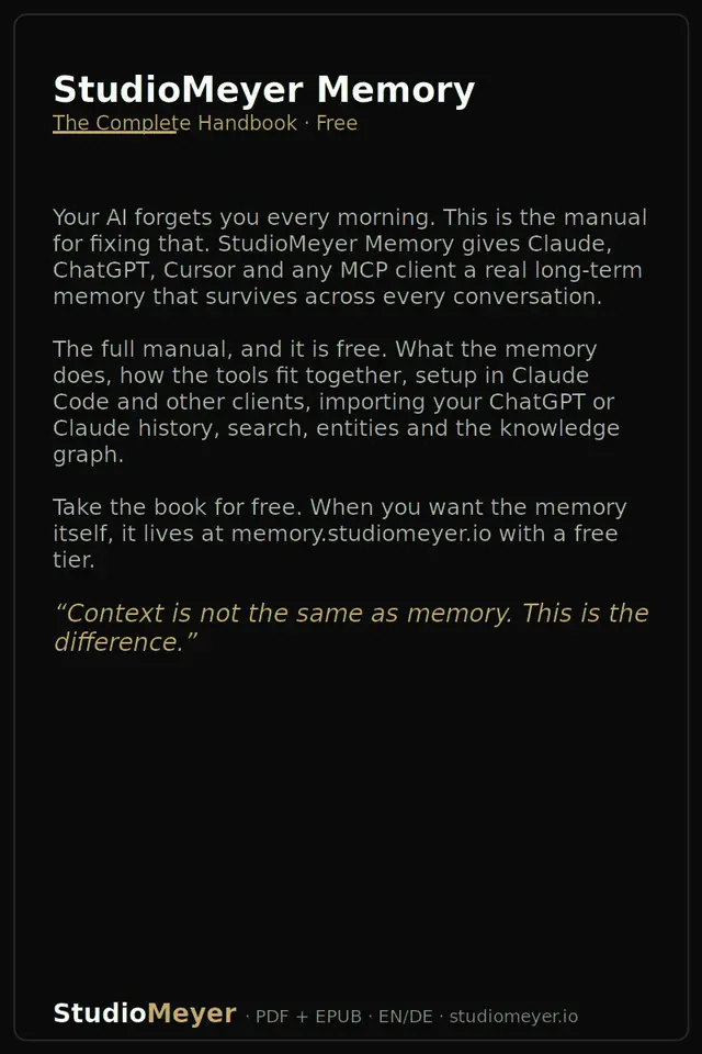 StudioMeyer Memory · Handbook — Back cover